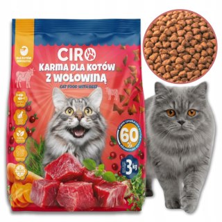 KARMA SUCHA DLA KOTA 3KG PREMIUM Z WOŁOWINĄ ADULT Z WARZYWAMI