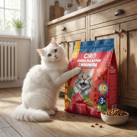 KARMA SUCHA DLA KOTA 3KG PREMIUM Z WOŁOWINĄ ADULT Z WARZYWAMI