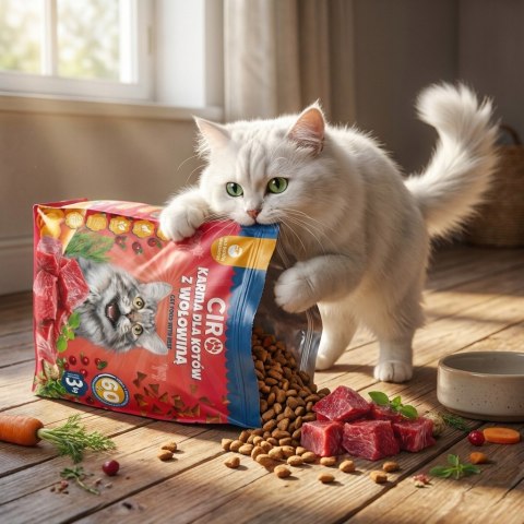 KARMA SUCHA DLA KOTA 3KG PREMIUM Z WOŁOWINĄ ADULT Z WARZYWAMI
