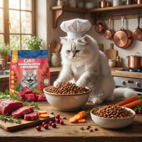KARMA SUCHA DLA KOTA 3KG PREMIUM Z WOŁOWINĄ ADULT Z WARZYWAMI