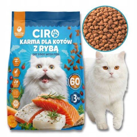 KARMA SUCHA DLA KOTA PO STERYLIZACJI 3KG PREMIUM Z RYBĄ ADULT