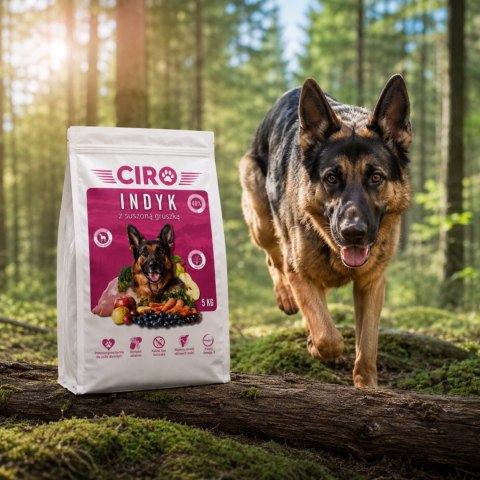 KARMA SUCHA DLA PSA INDYK Z SUSZONĄ GRUSZKĄ WSZYSTKIE DOROSŁE RASY CIRO 5KG