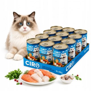 Karma Mokra Dla KOTA PUSZKA MIĘSNE KAWAŁKI W SOSIE 12x415G 75% Z RYBĄ