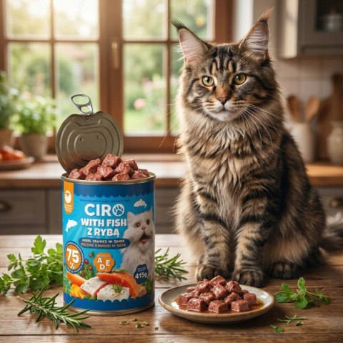 Karma Mokra Dla KOTA PUSZKA MIĘSNE KAWAŁKI W SOSIE 12x415G 75% Z RYBĄ