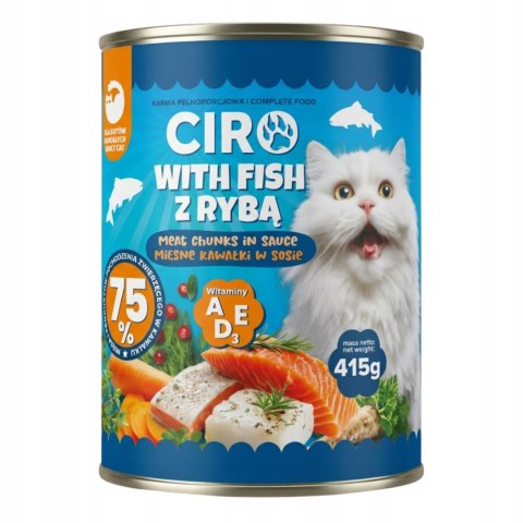 Karma Mokra Dla KOTA PUSZKA MIĘSNE KAWAŁKI W SOSIE 12x415G 75% Z RYBĄ