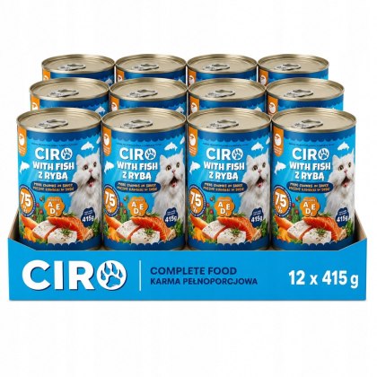 Karma Mokra Dla KOTA PUSZKA MIĘSNE KAWAŁKI W SOSIE 12x415G 75% Z RYBĄ