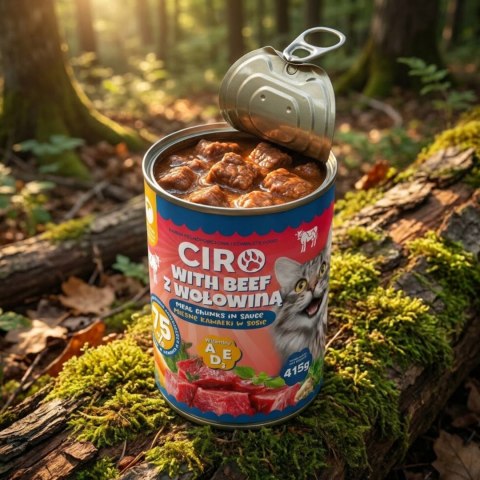 Karma Mokra Dla KOTA PUSZKA MIĘSNE KAWAŁKI W SOSIE 12x415G 75% Z WOŁOWINĄ