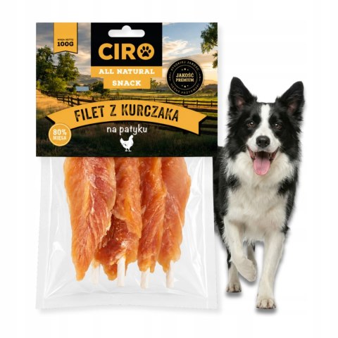 SMAKOŁYK DLA PSA Ciro Filet z Kurczaka na Patyku 100 g Miękki Suszony