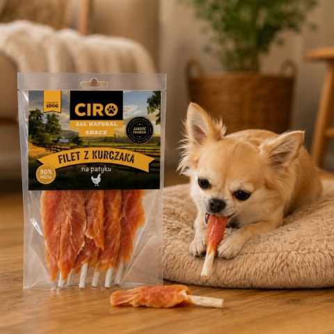 SMAKOŁYK DLA PSA Ciro Filet z Kurczaka na Patyku 100 g Miękki Suszony