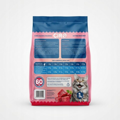 SUCHA KARMA DLA KOTA Z WOŁOWINĄ 1KG ADULT DOROSŁE KOTY PO STERYLIZACJI