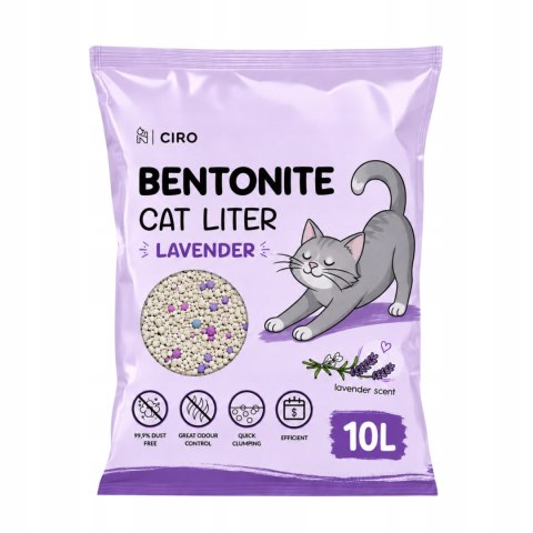 ŻWIREK BENTONITOWY LAWENDOWY DLA KOTA 10L ZBRYLAJĄCY NATURALNY BEZPYŁOWY