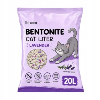 ŻWIREK BENTONITOWY LAWENDOWY DLA KOTA 20L ZBRYLAJĄCY NATURALNY BEZPYŁOWY