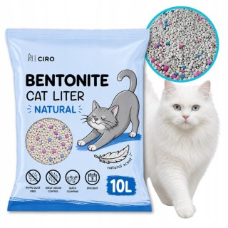 ŻWIREK BENTONITOWY NATURALNY DLA KOTA 10L ZBRYLAJĄCY NATURALNY BEZPYŁOWY
