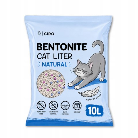 ŻWIREK BENTONITOWY NATURALNY DLA KOTA 10L ZBRYLAJĄCY NATURALNY BEZPYŁOWY