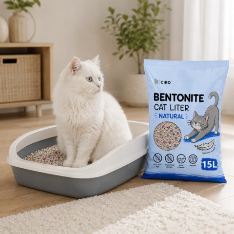 ŻWIREK BENTONITOWY NATURALNY DLA KOTA 15L ZBRYLAJĄCY NATURALNY BEZPYŁOWY