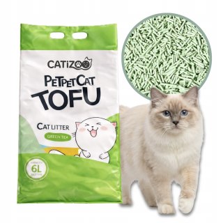ŻWIREK DLA KOTA TOFU ZAPACH GREEN TEA ZBRYLAJĄCY NATURALNY BEZPYŁOWY 6L