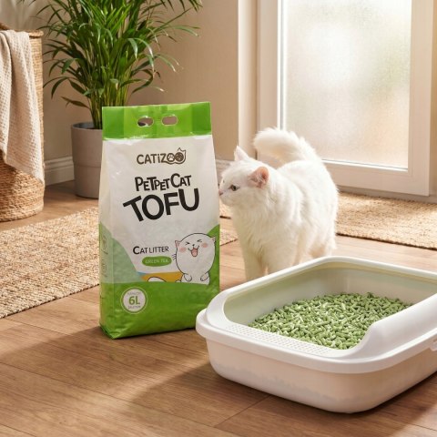 ŻWIREK DLA KOTA TOFU ZAPACH GREEN TEA ZBRYLAJĄCY NATURALNY BEZPYŁOWY 6L