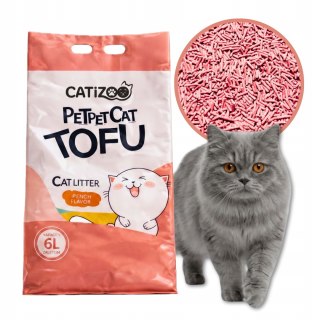 ŻWIREK TOFU DLA KOTA Catizoo Brzoskwiniowy Zbrylający 6 L 2.5 kg bezpyłowy