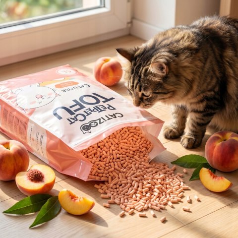 ŻWIREK TOFU DLA KOTA Catizoo Brzoskwiniowy Zbrylający 6 L 2.5 kg bezpyłowy