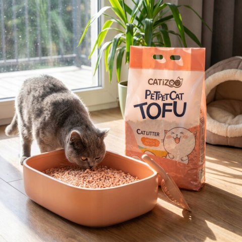 ŻWIREK TOFU DLA KOTA Catizoo Brzoskwiniowy Zbrylający 6 L 2.5 kg bezpyłowy