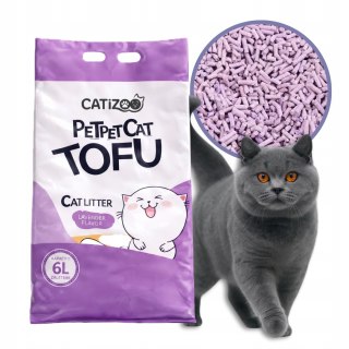 ŻWIREK TOFU DLA KOTA Catizoo Lawendowy Zbrylający 6 L 2.5 kg bezpyłowy