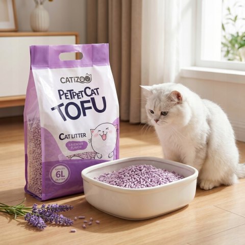 ŻWIREK TOFU DLA KOTA Catizoo Lawendowy Zbrylający 6 L 2.5 kg bezpyłowy