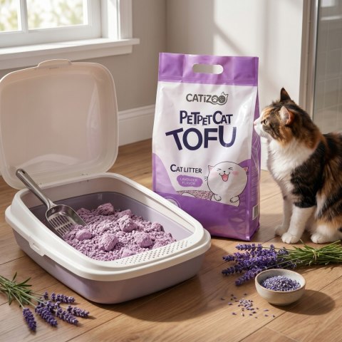 ŻWIREK TOFU DLA KOTA Catizoo Lawendowy Zbrylający 6 L 2.5 kg bezpyłowy