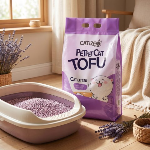 ŻWIREK TOFU DLA KOTA Catizoo Lawendowy Zbrylający 6 L 2.5 kg bezpyłowy