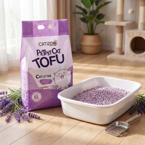 ŻWIREK TOFU DLA KOTA Catizoo Lawendowy Zbrylający 6 L 2.5 kg bezpyłowy