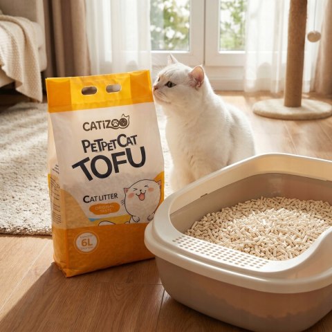 ŻWIREK TOFU DLA KOTA Catizoo Naturalny Zbrylający 6 L 2.5 kg bezpyłowy