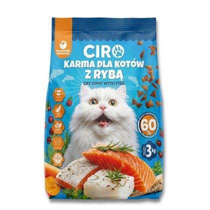 KARMA SUCHA DLA KOTA PO STERYLIZACJI 3KG PREMIUM Z RYBĄ ADULT