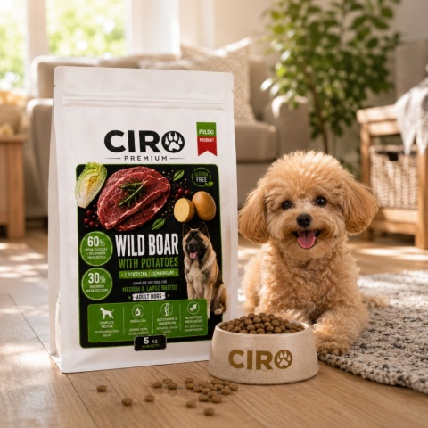 KARMA SUCHA DLA PSA DZICZYZNA Z ZIEMNIAKMI WSZYSTKIE RASY CIRO PREMIUM 5KG