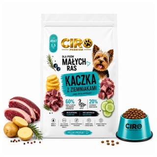KARMA SUCHA DLA PSA DZICZYZNA Z ZIEMNIAKMI dla małych rasa 1.5kg CIRO
