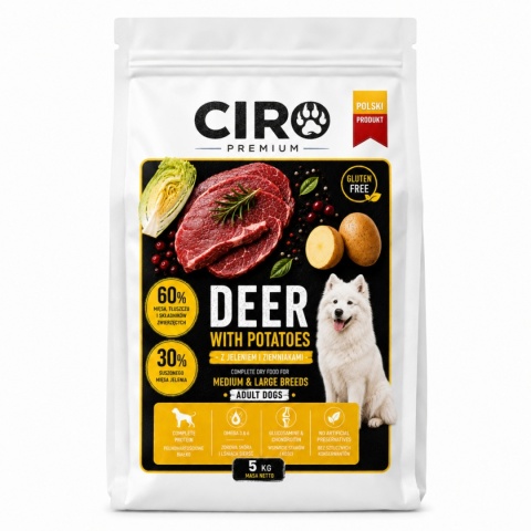 KARMA SUCHA DLA PSA JELEŃ Z ZIEMNIAKMI WSZYSTKIE RASY CIRO PREMIUM 5KG