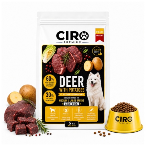 KARMA SUCHA DLA PSA JELEŃ Z ZIEMNIAKMI WSZYSTKIE RASY CIRO PREMIUM 5KG