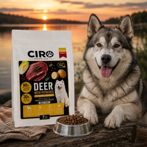 KARMA SUCHA DLA PSA JELEŃ Z ZIEMNIAKMI WSZYSTKIE RASY CIRO PREMIUM 5KG