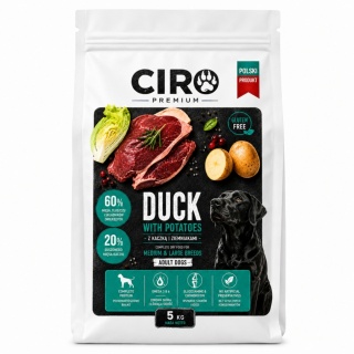KARMA SUCHA DLA PSA KACZKA Z ZIEMNIAKMI WSZYSTKIE RASY CIRO PREMIUM 5KG