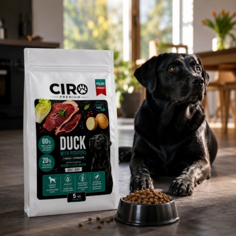 KARMA SUCHA DLA PSA KACZKA Z ZIEMNIAKMI WSZYSTKIE RASY CIRO PREMIUM 5KG