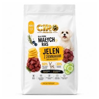 KARMA SUCHA DLA PSA JELEŃ Z ZIEMNIAKMI dla małych rasa 1.5kg CIRO