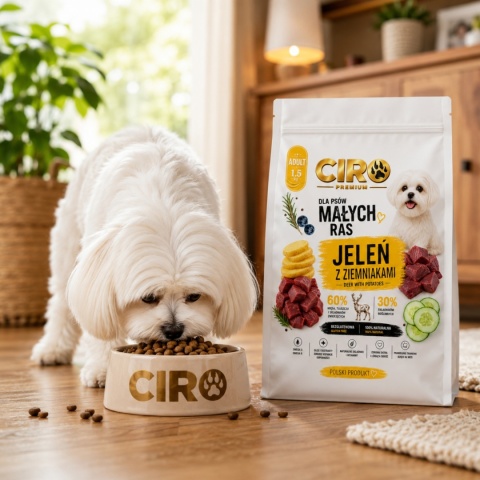 KARMA SUCHA DLA PSA JELEŃ Z ZIEMNIAKMI dla małych rasa 1.5kg CIRO