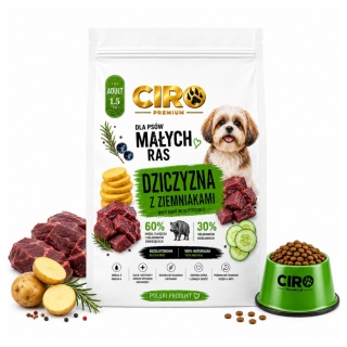 KARMA SUCHA DLA PSA DZICZYZNA Z ZIEMNIAKMI dla małych rasa 1.5kg CIRO