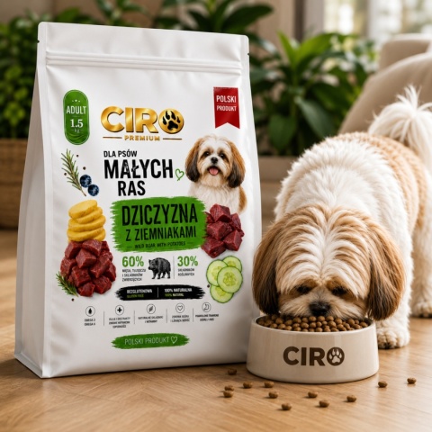 KARMA SUCHA DLA PSA DZICZYZNA Z ZIEMNIAKMI dla małych rasa 1.5kg CIRO