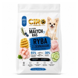 KARMA SUCHA DLA PSA RYBY Z ZIEMNIAKMI dla małych rasa 1.5kg CIRO