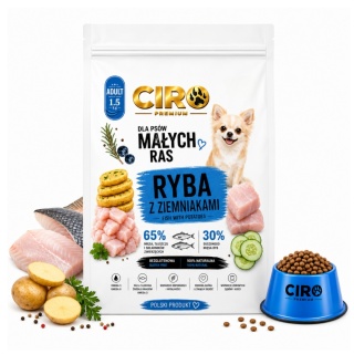 KARMA SUCHA DLA PSA RYBY Z ZIEMNIAKMI dla małych rasa 1.5kg CIRO
