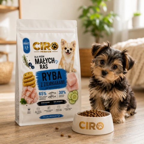 KARMA SUCHA DLA PSA RYBY Z ZIEMNIAKMI dla małych rasa 1.5kg CIRO