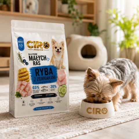 KARMA SUCHA DLA PSA RYBY Z ZIEMNIAKMI dla małych rasa 1.5kg CIRO