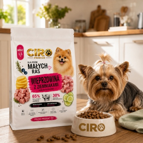 KARMA SUCHA DLA PSA WIEPRZOWINA Z ZIEMNIAKMI dla małych rasa 1.5kg CIRO