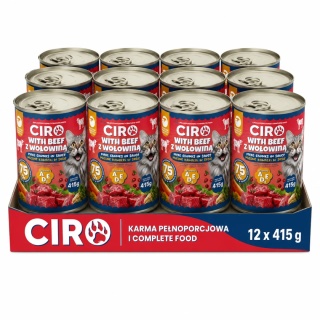 Karma Mokra Dla KOTA PUSZKA MIĘSNE KAWAŁKI W SOSIE 12x415G 75% Z WOŁOWINĄ