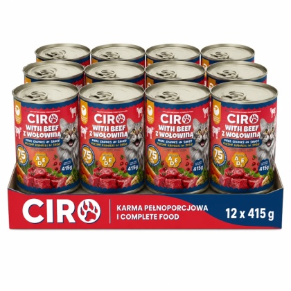 Karma Mokra Dla KOTA PUSZKA MIĘSNE KAWAŁKI W SOSIE 12x415G 75% Z WOŁOWINĄ