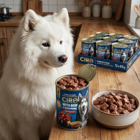 Karma Mokra Dla Psa MIĘSNE KAWAŁKI W SOSIE 12x450G Puszka 75% Z WOŁOWINA